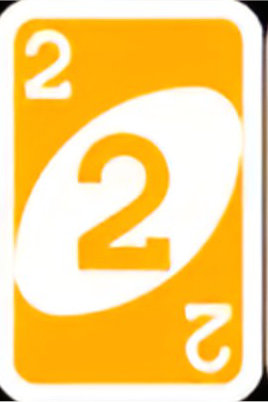 Yellow 2 UNO card
