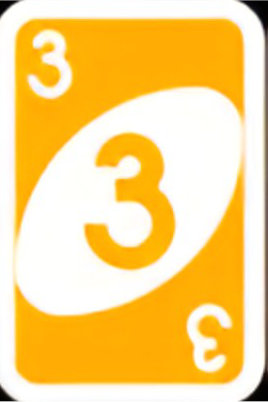 Yellow 3 UNO card